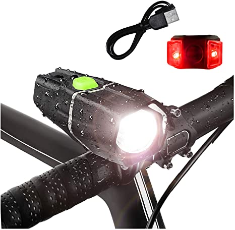 Bright Eyes - New - 850 LUMENS, Lasts Over 4  Hours on HIGH Beam - USB Rechargeable Bike Light - Comes W/Rubber and W/GoPro Compatible Mount Options - Small & Light & Bright - Free taillight.