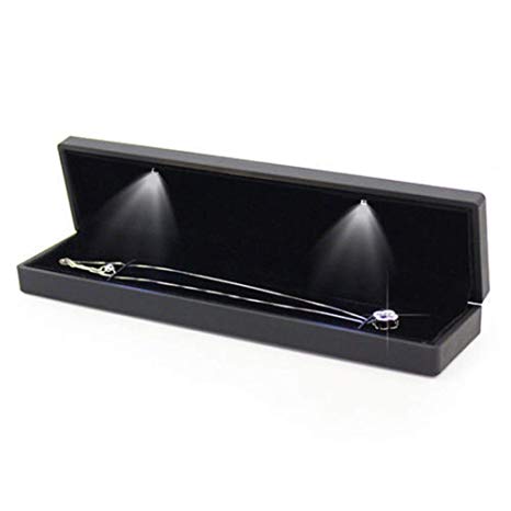 Brino Jewelry Box, LED Lighted Ring/Pendant/Bracelet/Necklace Jewelry Display Case Gift Storage Box