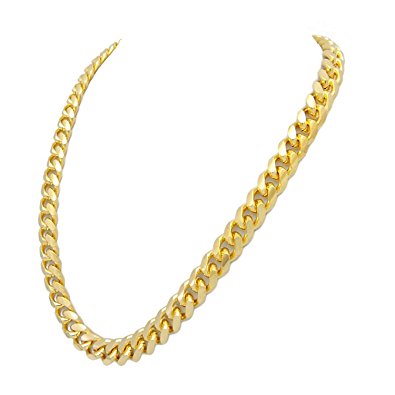 CrazyPiercing 18K Faux Gold Plated Men Chain Necklace Figaro Punk Style Jewelry,10mm Width Heavy Duty