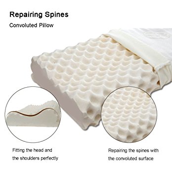 LAZAMYASA 100% Natural Latex Foam Pillow, Ventilated,Natural Latex Pillow, With Breathable Latex Core, Dual Domed Bumps For Extra Comfort,Ergonomic,Hypoallergenic, Antibacterial,23.613.8(4.73.9)IN