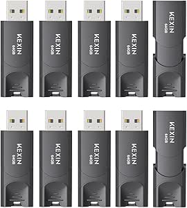 KEXIN 64GB Flash Drive 10 Pack Thumb Drive USB Flash Drive Zip Drive USB 2.0 Memory Stick Data Storage (64GB, Black)