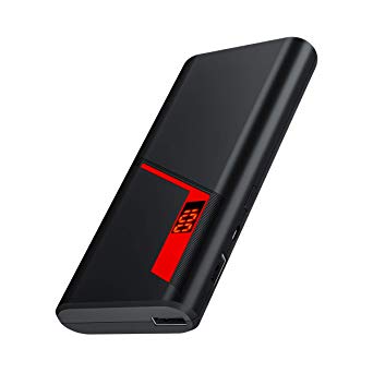 GACHI Power Bank, Portable Charger 15000mAh Ultra Compact External Battery Pack with LCD Digital Display, High Speed Charging Powerbank Dual Ports for iPhone, iPad, Samsung, Huawei and More