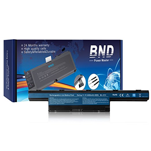BND Laptop Battery for Gateway AS10D31 AS10D51 AS10D56 AS10D75 AS10D81 AS10D61 - 12 Months Warranty [6-Cell 4400mAh/49Wh]