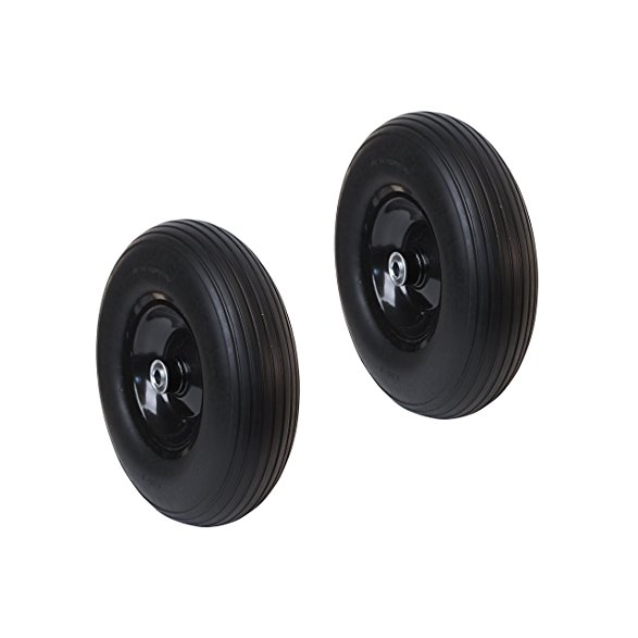 ALEKO 2WBNF13 Anti Flat Replacement Ribbed Wheels for Wheelbarrow 13 Inch No Flat Tires, Set of 2, Black