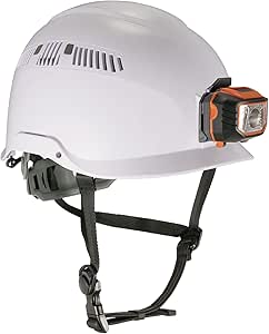 Ergodyne Skullerz 8975LED Vented Safety Helmet with Light, Class C Hard Hat, 6-pt Suspension, Padded Sweatband and Top Padding Included