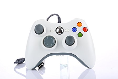 Game Controller Gamepad USB Wired Shoulders Buttons Improved Ergonomic Design Joypad Gamepad Controller For Microsoft Xbox & Slim 360 PC Windows 7(White)