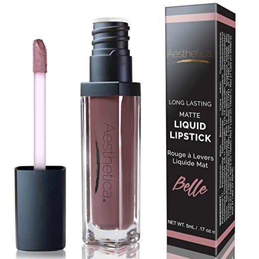 Aesthetica Long Lasting Matte Liquid Lipstick - Long Wear Full Coverage Formula for a Velvety Matte Finish (Belle)