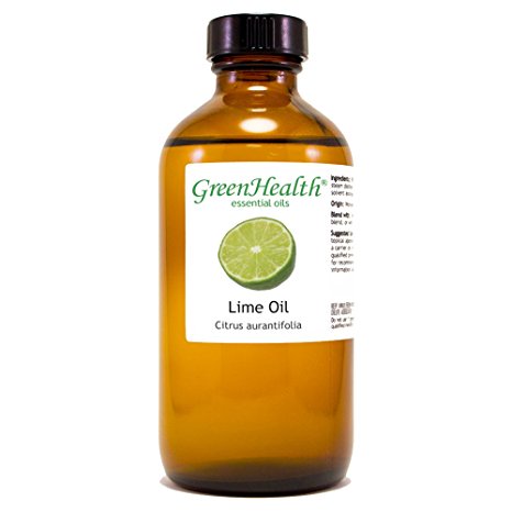 Lime – 8 fl oz (237 ml) Glass Bottle w/ Cap – 100% Pure Essential Oil – GreenHealth