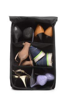 Hidden Assets Unique Pop-up & Portable 6 Cell Shoe Bin Organizer - Perfect for Office, Locker, College Dorm Room, Travel Accessory, or Home. Use as Shoe Box, Shoe Storage, and Shoe Holder. (Black)