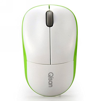 Qisan(TM) 1200DPI 2.4GHz 3 Button Wireless Lightless Optical Mouse with Nano Receiver(in the battery storage) - Green