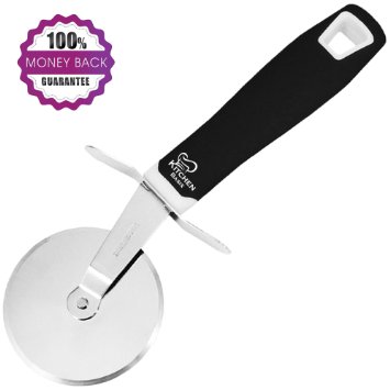 Pizza Cutter Wheel - Best Industrial Pizza Slicer - Black Ergonomic Smart-Grip Handle with Sharp Professional Grade Stainless Steel Blade - Precise Cutting of Pizzas Cookies Dough and Much More