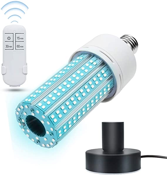 2020 Newest UV Light Bulb, Remote Control Led UV Lamp E26,E27,Suitable for Home, Office, Restaurant, School (Remote Control Timer 15 min/ 30 min / 1 Hour)