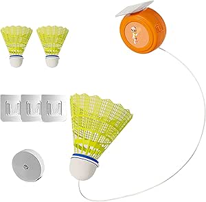 Rebound Badminton, Rebound Badminton Trainer, Telescopic 3/6 Balls Badminton Self Practice Trainer Aid, Badminton Self Training Tool, Portable Badminton Set for Indoor