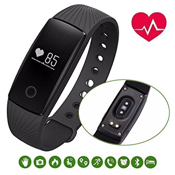 Blingco Sports Bracelet , Touch Button Bluetooth 4.0 Smart Fitness Tracker with Heart Rate Monitor, Step Pedometer, Sleep Monitor, Remote Shoot, Call/SMS/Sedentary Reminder, Calorie Counter, Alarm Clock/Time, Find Phone For Android iOS Smartphone