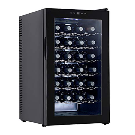 KUPPET BCW-70A 28 Bottles Thermoelectric Freestanding Wine Cooler/Chiller-Red/White Wine, Beer and Champagne Wine Cellar-Digital Temperature Display-Double-layer Glass Door-Quiet Operation