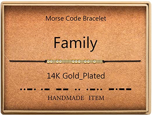 SANNYRA Morse Code Bracelet 14k Gold Plated Beads on Silk Cord Friendship Bracelet Gift for Her