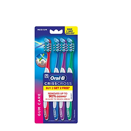 Oral B CrissCross Gum Care manual Toothbrush for adults (Multicolor,Medium)