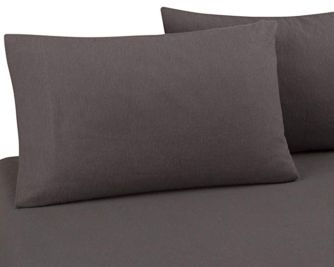 DELANNA Flannel Sheet Set 100% Cotton (Full, Grey)