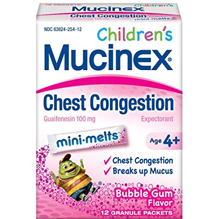 Mucinex Children's Mini Melts, Chest Congestion, Bubble Gum, 12ct