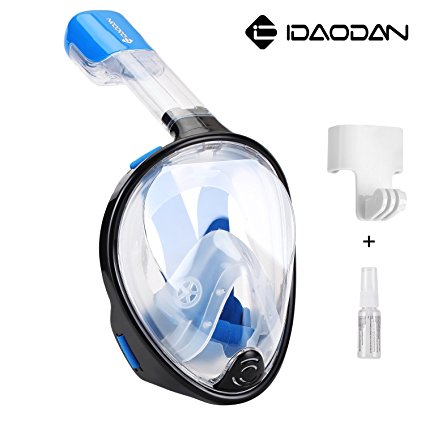 Full Face Snorkel Mask IDAODAN Diving Snorkeling Mask with 180-Degree Viewing Dry Snorkel Anti- Fog Technology Free Breathing Design