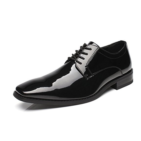 Faranzi Oxford Shoes For Men Patent Leather Plain Toe Tuxedo Oxford Mens Dress Shoes Zapatos de Hombre Lace Up Comfortable Classic Modern Formal Business Shoes