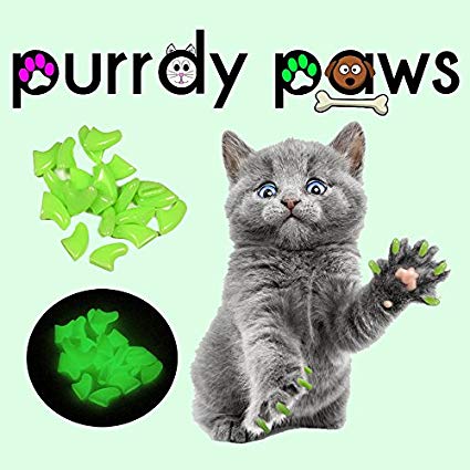 Purrdy Paws Soft Nail Caps for Cat Claws Ultra Glow-in-The-Dark Small