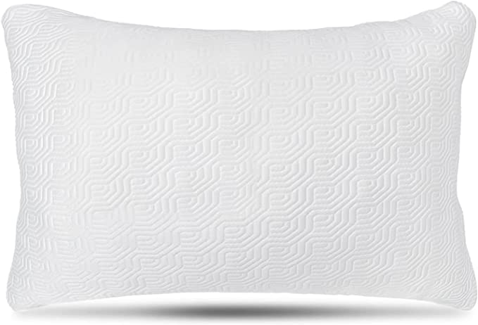 Elif Home Goods Queen Size Bamboo Pillow, Memory Foam Pillows for Sleeping, Adjustable Bamboo Pillow Set for Back, Stomach, Side Sleeper - Washable and Removable Case, Queen (Pack of 1)