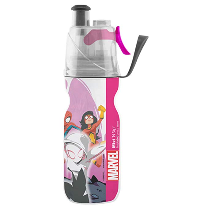 O2COOL Licensed Arcticsqueeze Insulated Mist 'N Sip Squeeze Bottle 12 OZ, Avenger Girls, Small