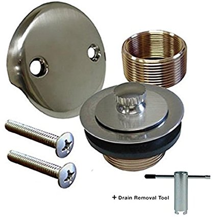 Brushed Nickel Conversion Kit Bathtub Tub Drain Assembly   Free Removal Tool