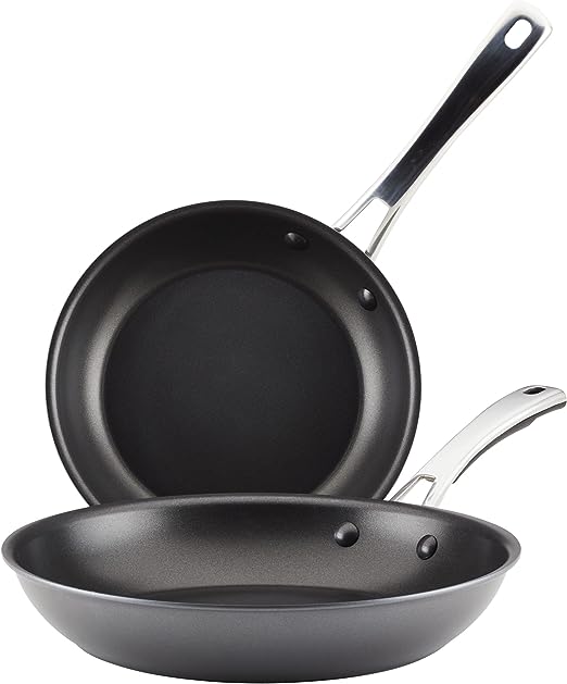 Rachael Ray Cook   Create Hard Anodized Nonstick Frying Pans/Skillet Set, 9 Inch and 11.75 Inch - Black