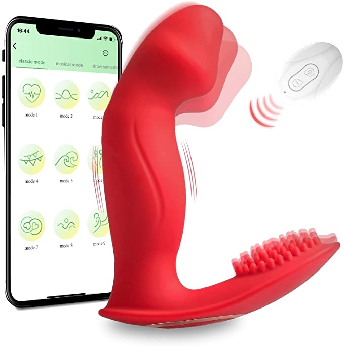 APP & Remote Control Wiggling Wearable Panty Vibrator for G Spot Clit Stimulation, Mimic Finger Invisible 9 Wiggling & Vibration Modes Vaginal Anal Dildo Vibrating Panties Adult Sex Toys for Women