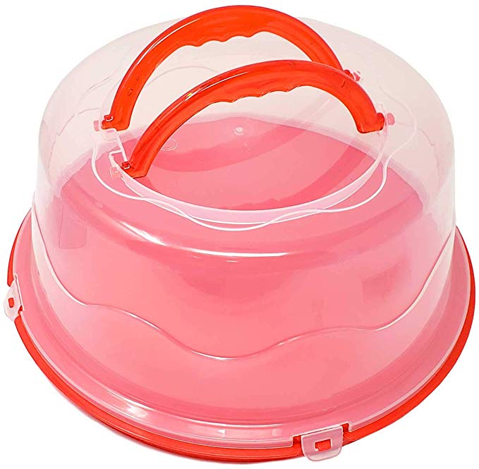Round Cake and Dessert Carrier/Storage Container with Collapsible Handles & Sturdy Latches - Holds a Large 13" Cake - Perfect for Transporting Cakes, Pies, Tortes, Desserts (1)