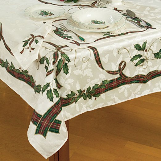 Lenox Holiday Nouveau Christmas Tablecloth ~ 60 x 84" Oblong Rectangular