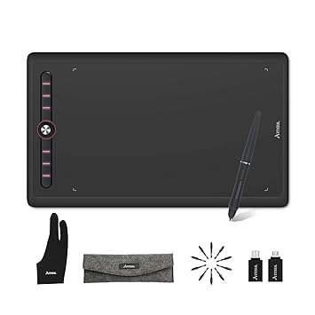 Artisul M0610Pro 10X6Inch Graphics Drawing Tablet With 8192 Levels Battery-Free Stylus,8 Express Keys, Colorful Breathing Light, Compatible With Windows Macos Android  Black