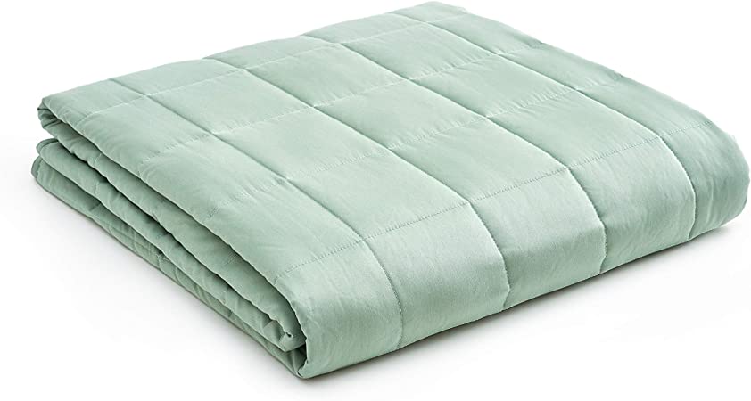 YnM Weighted Blanket — Heavy 100% Oeko-Tex Certified Cotton Material with Premium Glass Beads (Sprout Green, 80''x87'' 30lbs), Two Persons(140~240lb) Sharing Use on Queen/King Bed | A Duvet Included