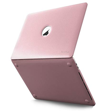 Kuzy - MacBook Pro 15 Case, A1990 & A1707 (NEWEST Release 2018 & 2017 & 2016) with Touch Bar & Touch ID Hard Case Shell Cover Leatherette 15-inch - BABY PINK