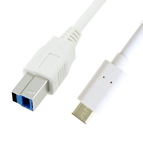 J-Tech Digital Reversible Design Hi-speed Micro USB 3.1 Type C Male to Standard Type B USB 3.0 Male Data Cable for Apple Macbook Nokia N Apple tv 4th generation Other Type-C Devices 3.3ft (White)