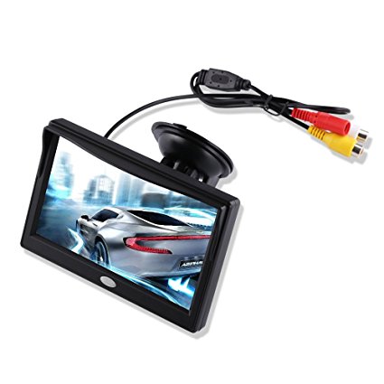 5'' Inch TFT LCD Car Color Rear View Monitor Screen for Parking Rear View Backup Camera With 2 Optional Bracket(Suckers Mount and Normal Adhesive Stand)