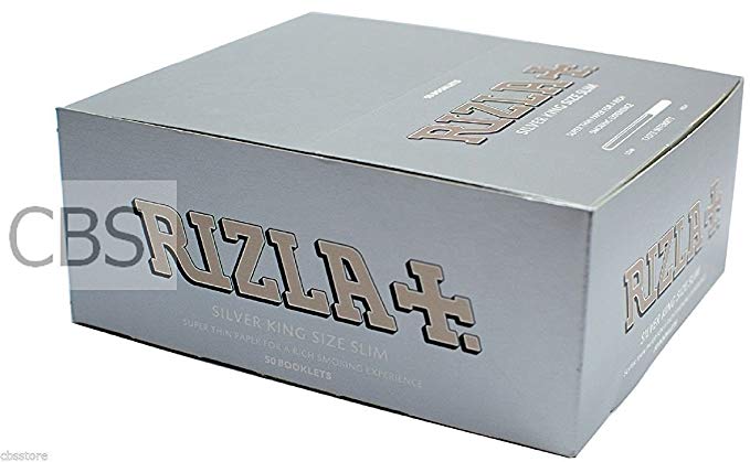 2 X RIZLA SILVER KING SIZE ULTRA SLIM ROLLING PAPER BOX OF 50 BOOKLETS