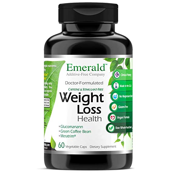 Weight Loss Health - with Green Coffee Bean Extract, Meratrim® & Konjac Root - Helps Reduce Body Fat, Increase Metabolism, Control Appetite - Emerald Labs - 60 Vegetable Capsules