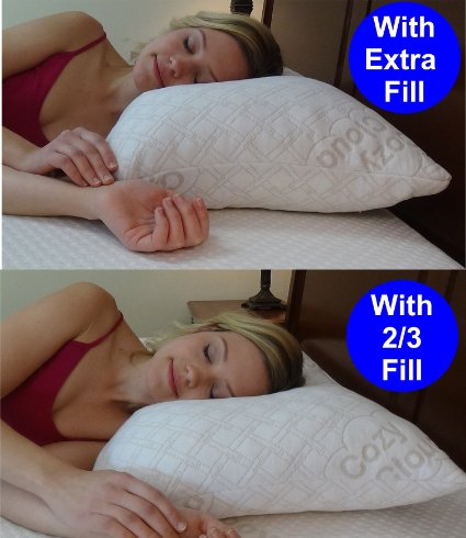 Adjustable Bamboo Pillow By CozyCloud | 4 Xs More Bamboo Than Other Brands | Deluxe Shredded Memory Foam Support | Thick, Medium & Thin Heights With Travel Bolster | All USA Made (King)
