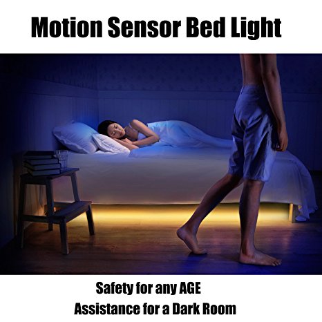 Chekue Motion Activated Bed Light - Smart Sensor Light Flexible Led Strip, SAFETY for ANY AGE. ASSISTANCE for a DARK ROOM, (Single Bed)