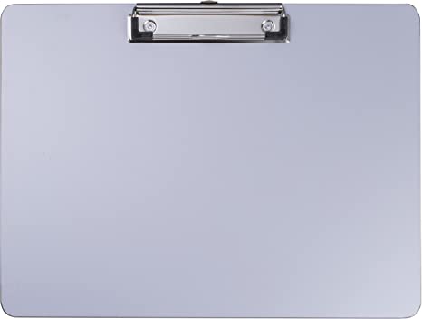 Officemate Aluminum Coated Plastic Clipboard, Landscape Size, 11" x 8.5", Low Profile Clip, Silver (83028)