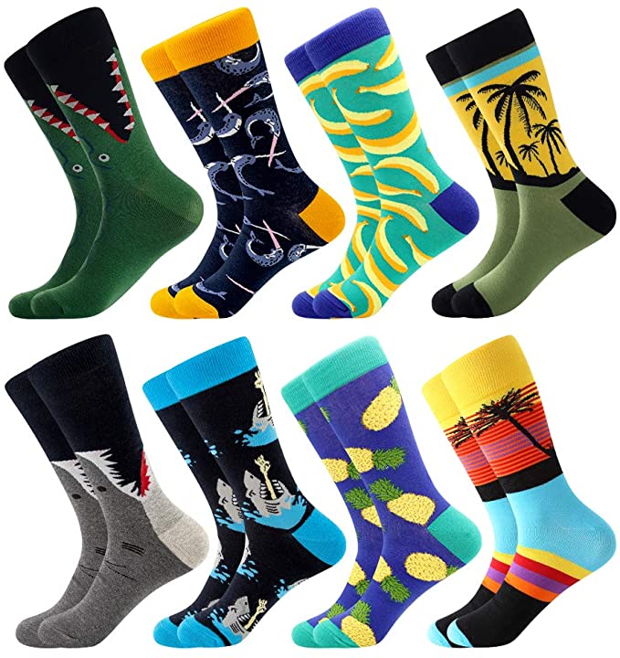 Men's Funny Dress Socks,Fun Colorful Socks,Crazy Novelty Funky Cool Cute Design Printed Crew Socks,Casual Socks