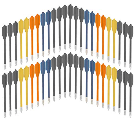 KingsArchery Crossbow Arrows Plastic (48 Pack) 6 inch bolts in Assorted Colors for Hunting Crossbow Pistol Precision Target Arrow