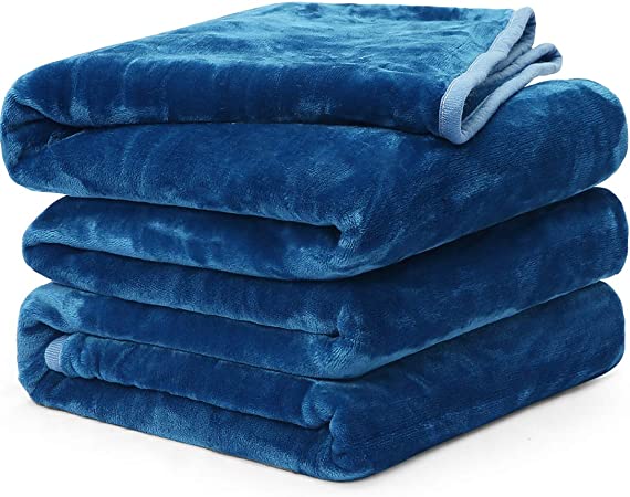 Fleece Blanket Queen King Twin Throw Size Soft Summer Cooling Breathable Luxury Plush Travel Camping Blankets Lightweight for Sofa Couch Bed (Peacock Blue, King (90" x 108"))