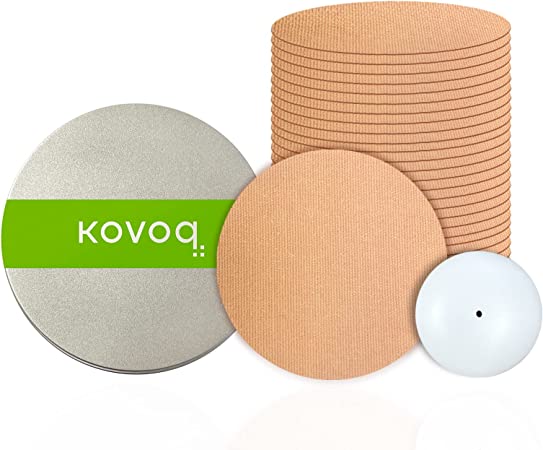 Kovoq Adhesive Patches Gen 2 Premium Pack for Freestyle Libre 2 Swimming Waterproof (30PCS)   1 Reusable Hardshell Cover, No Glue on Libre 1/2 Sensor, Adhesive Tape for Kids, Giftable Tin Pack (Tan)