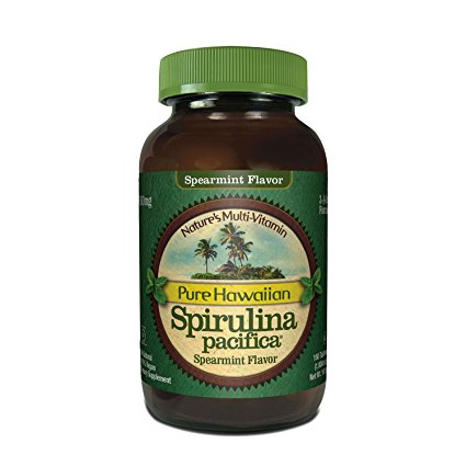 Pure Hawaiian Spirulina - 1000mg Spearmint flavor tablets 180 count – Boosts Energy and Supports Immunity – Vegan, Non GMO – Natural Superfood Grown in Hawaii