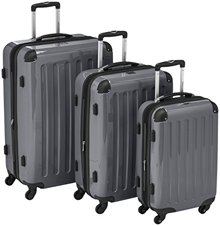 HAUPTSTADTKOFFER - Alex - Set of 3 Hard-side Luggages Glossy Suitcase Hardside Spinner Trolley Expandable (S, M & L) Titan