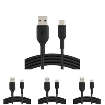 Belkin BoostCharge USB-C Cable (2M/6.6ft), USB-C to USB-A Cable, USB Type-C Cable for iPhone 15 Series, Samsung Galaxy S24, S24 , Note20, Pixel 7, Pixel 8, iPad Pro, Nintendo Switch, and More - Black